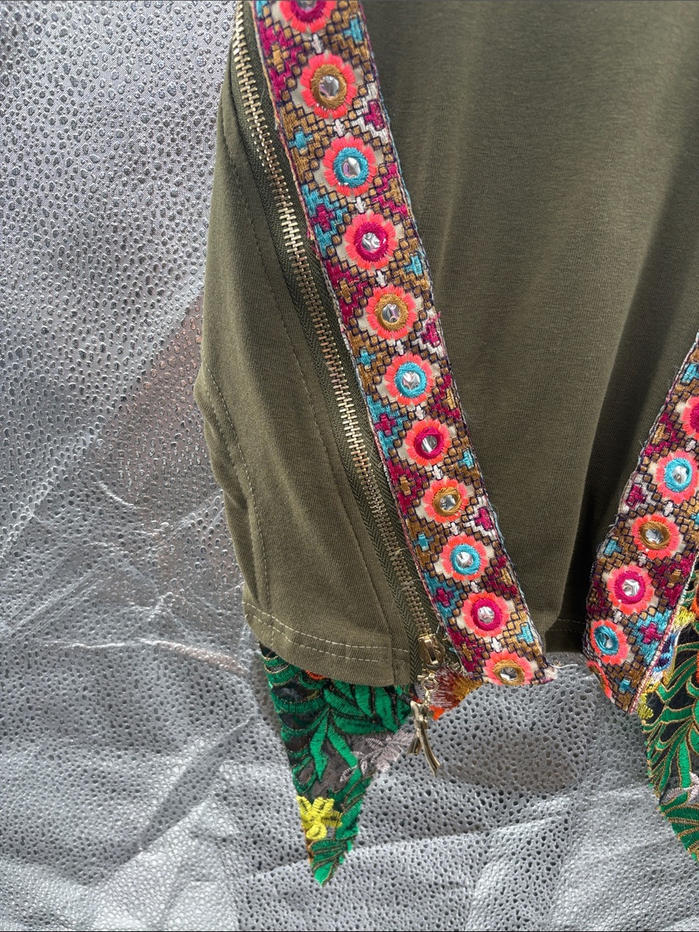 Angela Mele Milano Olive Green Embellished Women's Dress with Tassel Detail - Picture 5 of 9